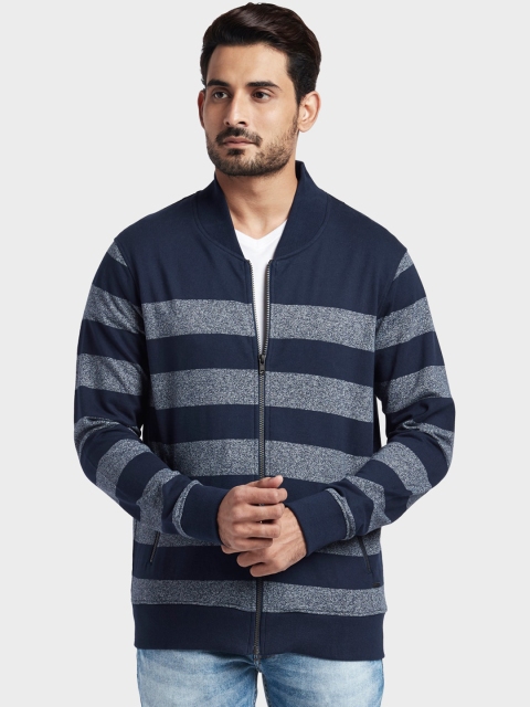 ColorPlus Men Blue Striped Sweatshirt