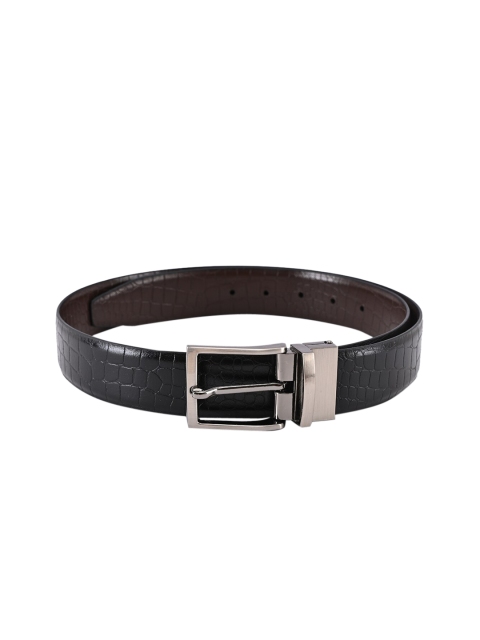

BuckleUp Men Black & Brown Textured Reversible Leather Belt