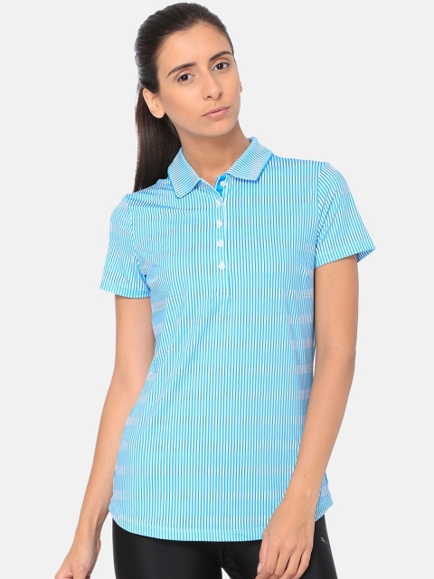 

Puma Women Blue Striped Forward Tees Polo