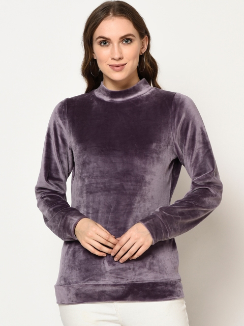 

Trufit Women Purple Solid Sweatshirt