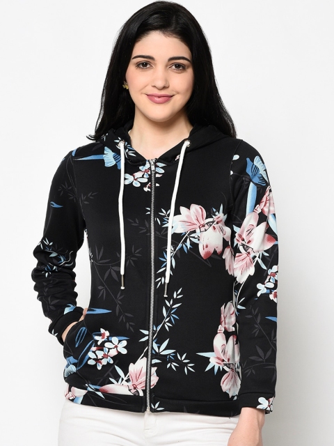 

Trufit Women Black Floral Printed Sweatshirt
