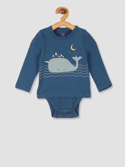

GAP Infant Girls Blue Snowy Body Double Printed Bodysuit