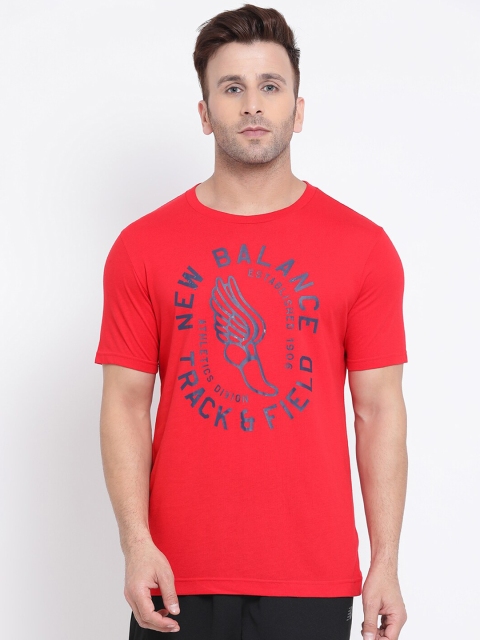 

New Balance Men Red Printed Round Neck T-shirt