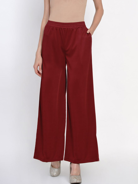

Texco Women Burgundy Regular Fit Solid Parallel Trousers