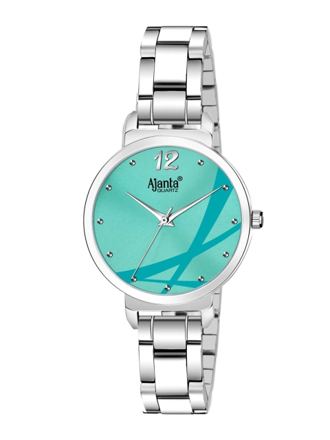 

Ajanta Women Silver-Toned & Green Analogue Watch