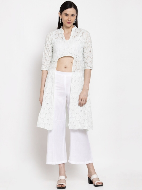 

DUGRI BE THE ONE Women White Self Design Kurta with Palazzos