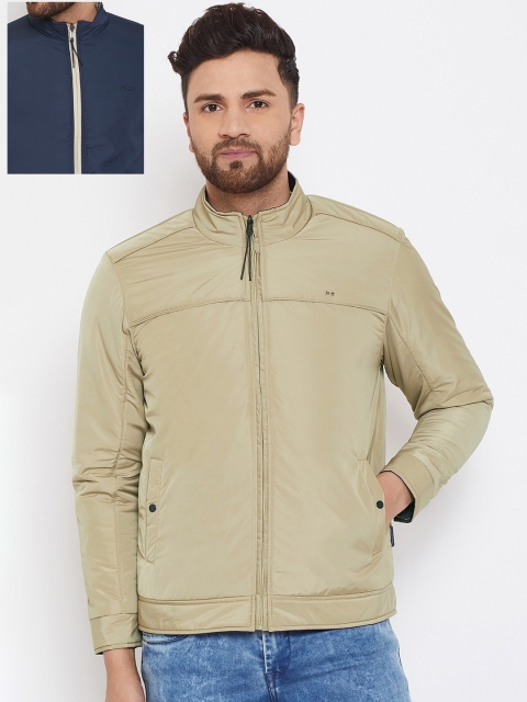 Okane Men Beige Solid Reversible Padded Jacket