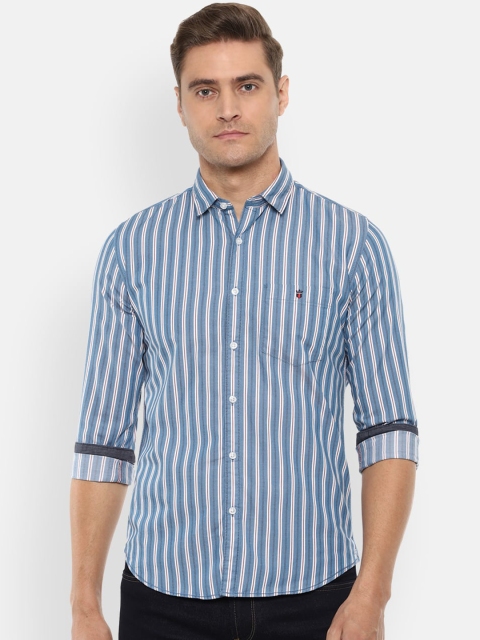 

Louis Philippe Jeans Men Blue Slim Fit Striped Casual Shirt