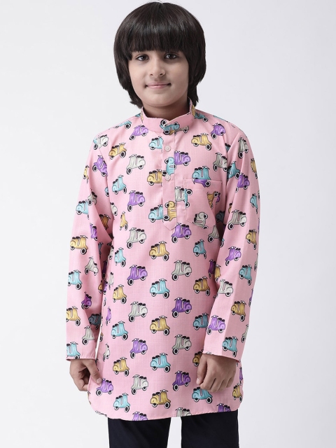 

Hangup Boys Pink & Blue Printed Straight Kurta