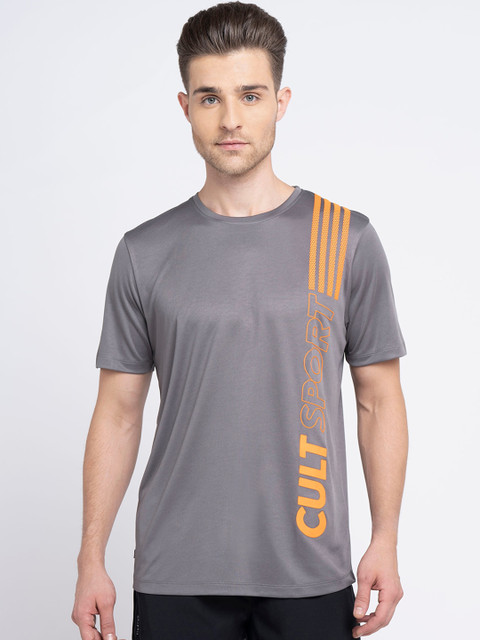 

Cultsport Men Grey Printed Round Neck T-shirt