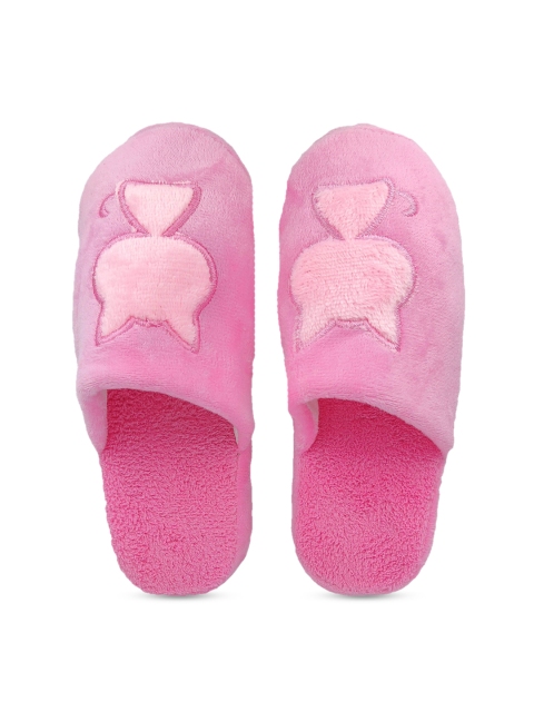 

Pampy Angel Women Pink Plain Cat Embellished Fur Flip Flops