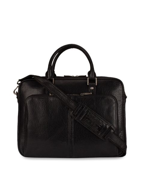 

Da Milano Men Black Solid Leather Laptop Bag