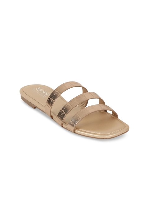 

Mode by Red Tape Women Gold-Toned Solid Open Toe Flats