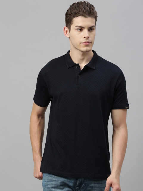 

RARE RABBIT Men Navy Blue Solid Polo Collar T-shirt