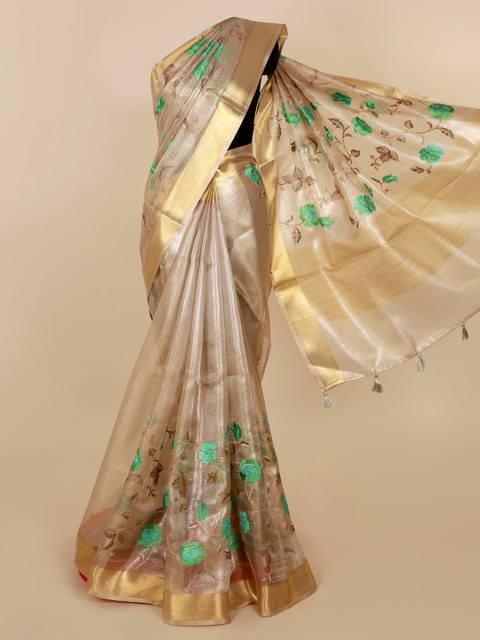 

Pothys Copper-Toned Embroidered Saree