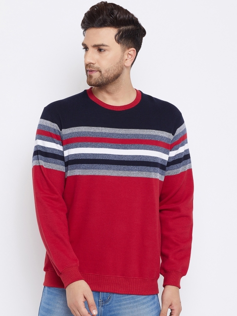 

Bishop Cotton Men Red Striped Sweatshirt