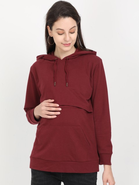 

The Mom Store Women Maroon Solid Maternity Sweatshirt