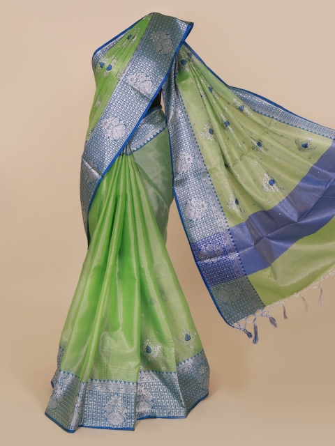 

Pothys Green & Blue Polycotton Woven Design Saree