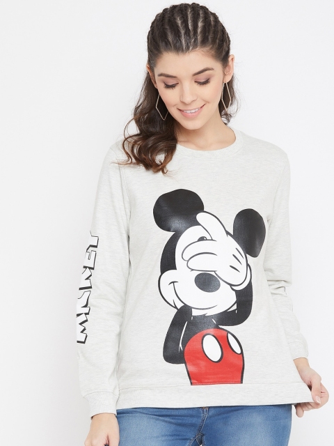 

Bishop Cotton Women Grey Melange Printed Sweatshirt