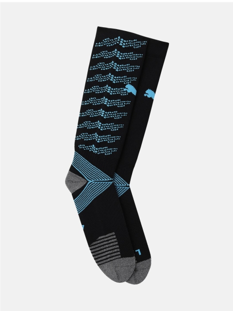 

Puma Men Black & Blue Patterned Calf-Length Team ftblNXT Socks