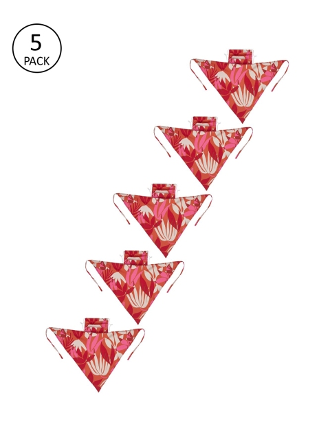 

Clovia Pack of 5 Orange & Pink Floral Printed 3-Ply Reusable Cloth Masks