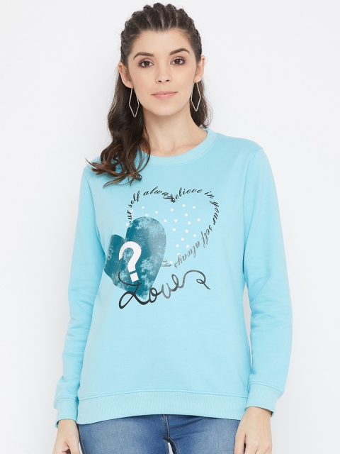 

Bishop Cotton Women Blue Printed Sweatshirt
