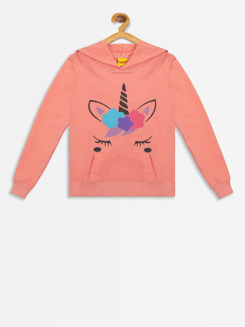 

Punkster Girls Peach-Coloured Embroidered Sweatshirt
