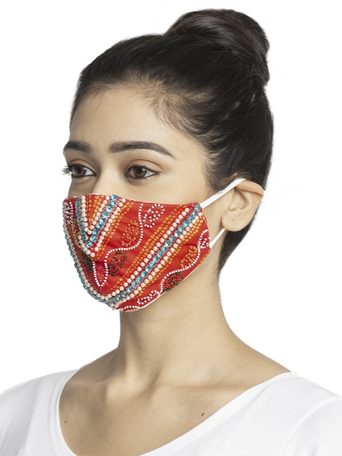 

TREEMODA Women Red Embroidered Face Mask