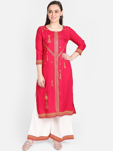 

Bani Women Fuchsia Pink Embroidered Kurta with Palazzos