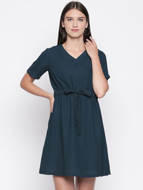 

Mesmerize Women Green Solid Fit and Flare Dress