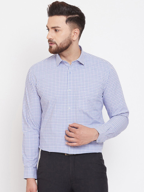 

Canary London Men Blue & Pink Regular Fit Checked Formal Shirt