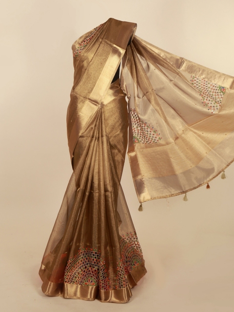 

Pothys Brown Embroidered Saree