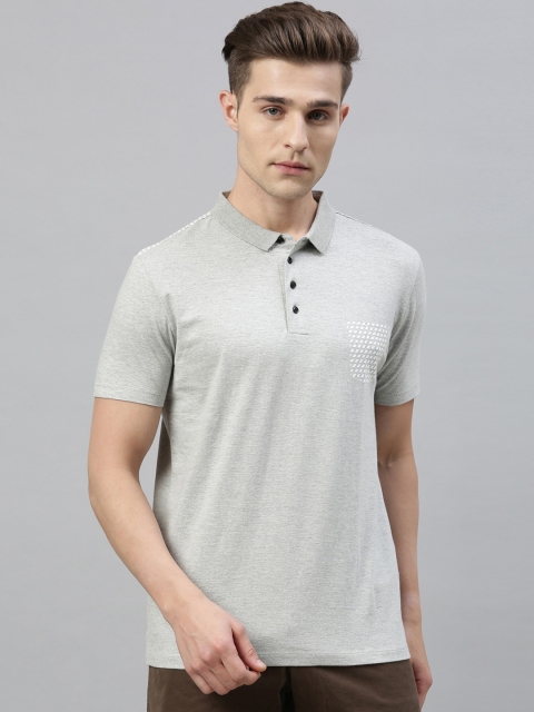 

RARE RABBIT Men Grey Solid Polo Collar T-shirt