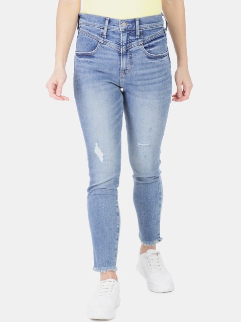 

GAP Women Blue Slim Fit High-Rise Low Distress Jeans