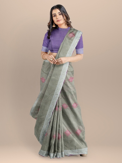 

BharatSthali Grey Woven Design Bhagalpuri Saree