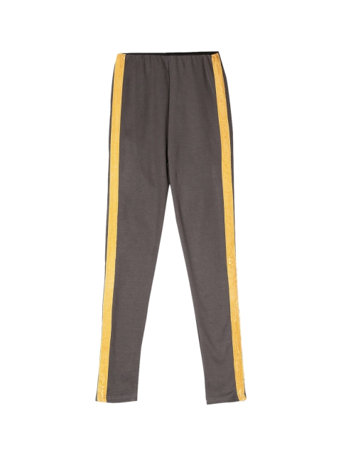 

Cherokee Girls Charcoal-Grey & Yellow Solid Ankle-Length Leggings