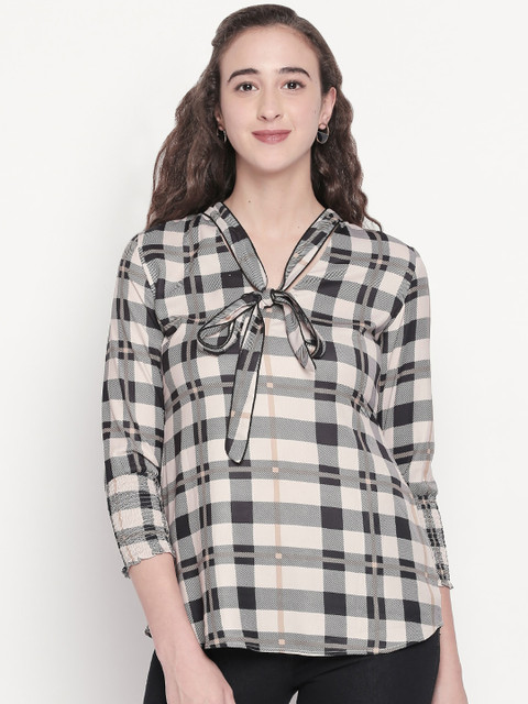 

Mesmerize Women Beige Checked Top