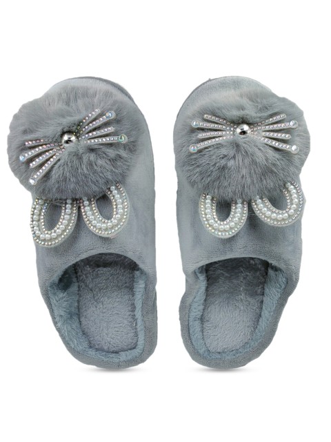

Pampy Angel Women Grey Embellished Room Slippers