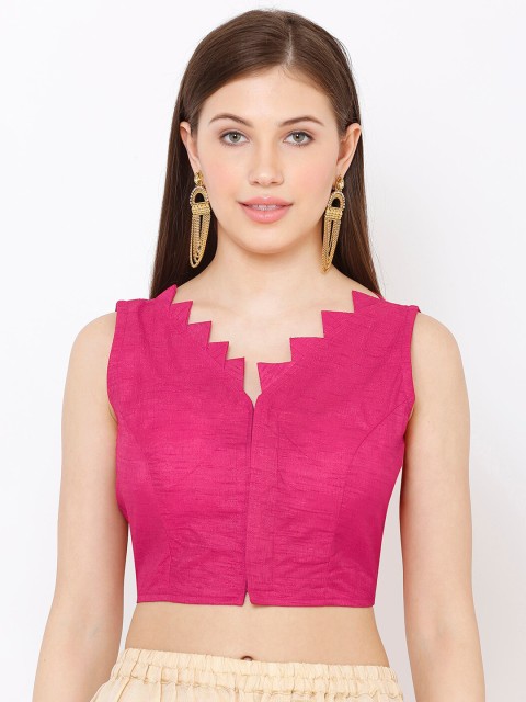 

SALWAR STUDIO Women Pink Solid Readymade Saree Blouse