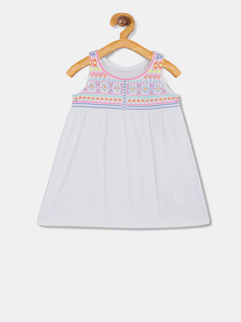 

The Childrens Place Girls White Embroidered Cotton A-Line Dress