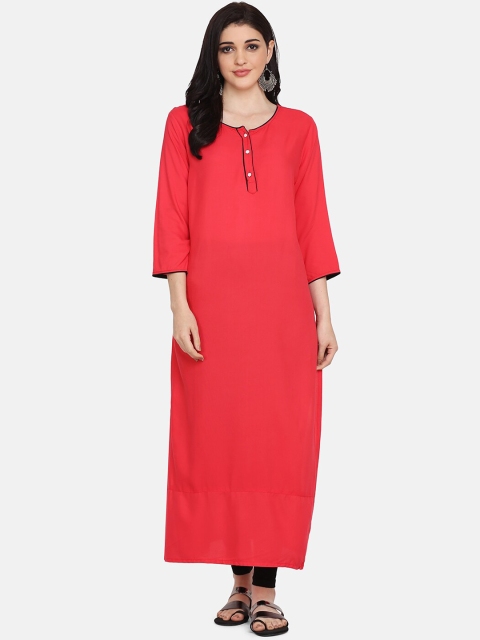 

Saanjh Women Pink Solid Straight Kurta