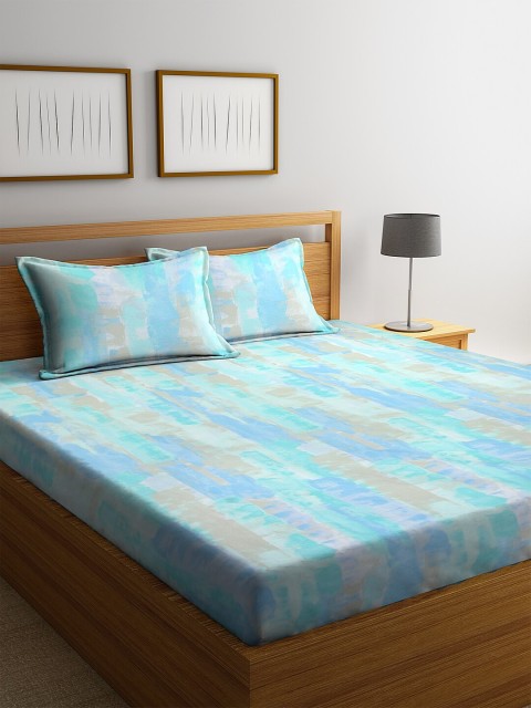 

BOMBAY DYEING Blue & Sea Green Printed 180 TC King Bedsheet With 2 Pillow Covers