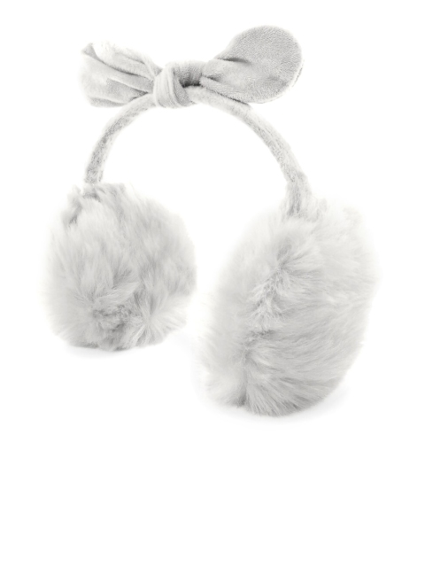

ToniQ Girls White Fluffy Fur Ear Muffs With Bow Detail