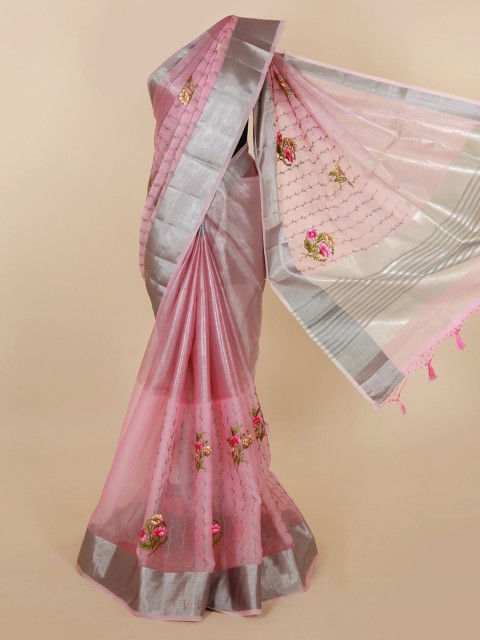 

Pothys Pink Embellished Polycotton Saree