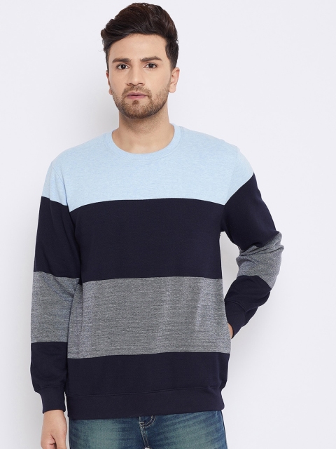 

Bishop Cotton Men Navy Blue & Grey Colourblocked Sweatshirt