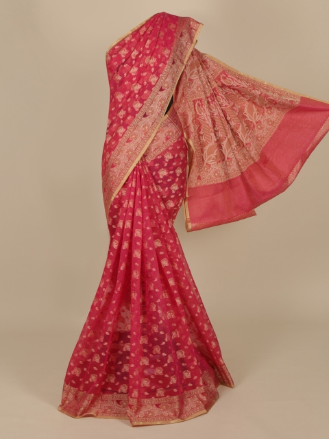

Pothys Magenta Woven Design Cotton Blend Manipuri Saree
