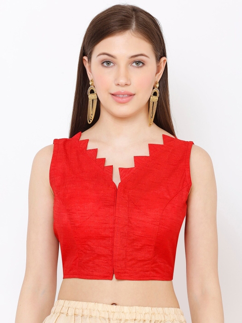 

SALWAR STUDIO Women Red Solid Padded Saree Blouse