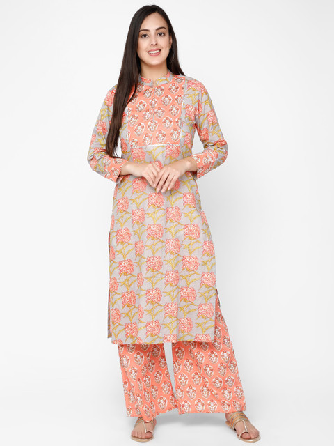 

Molcha Women Peach-Coloured Printed Kurta with Palazzos