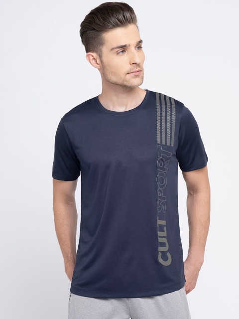 

Cultsport Men Navy Blue Printed Round Neck T-shirt
