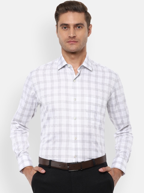 

Luxure by Louis Philippe Men White & Blue Regular Fit Checked Casual Shirt